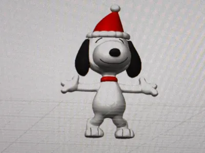 Happy Snoopw with Christmas hat