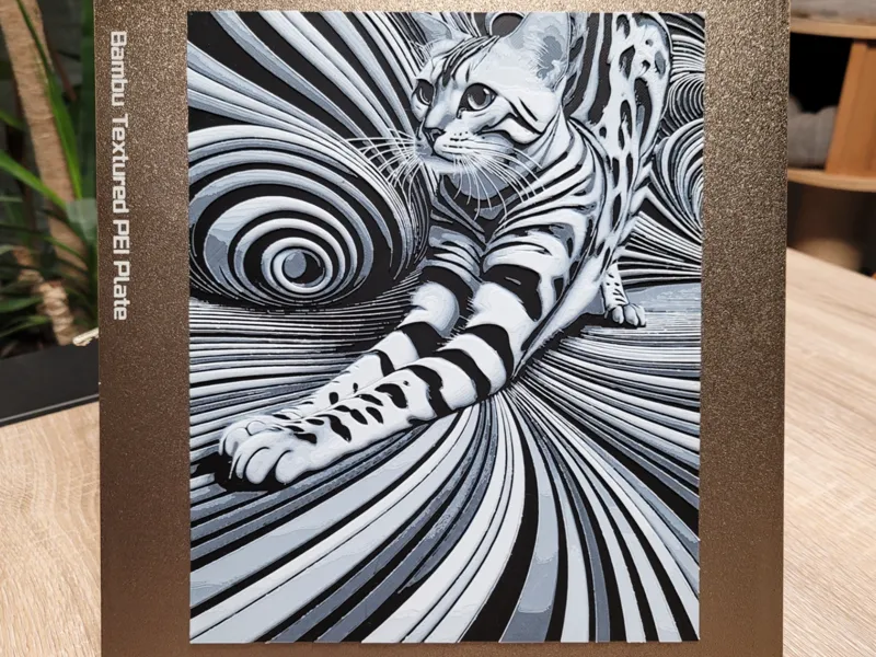 Abstract Cat - Hueforge - Black and White 191x235