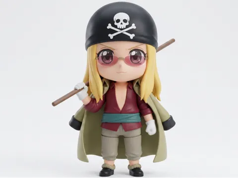 Figura decorativa: Limejuice Red Hair Pirates Officer Chibi Figure — referencia de MakerWorld