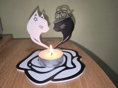 Valentine's Day heart cat candle holder