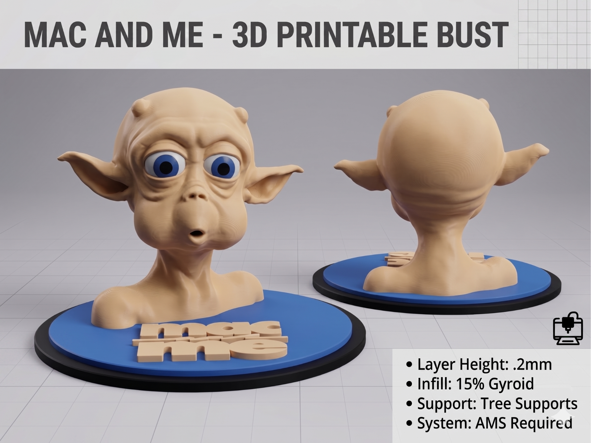 Mac and Me Bust with base