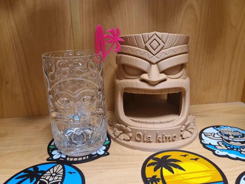 Tiki bar set - Coaster and glass marker holder