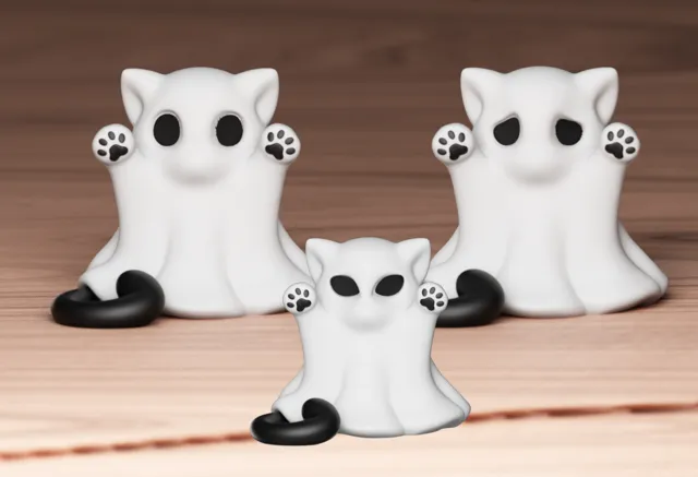 Cute Cat Ghost Paw Halloween