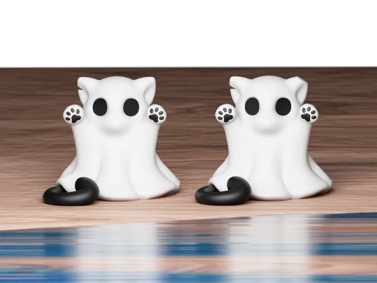 Cute Cat Ghost Paw Halloween view 4