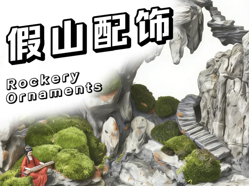 中式山水假山配饰 配件 山水秘境套装｜中式微缩景观全套组件