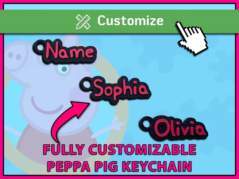 Peppa Pig Font Custom Keychain Maker