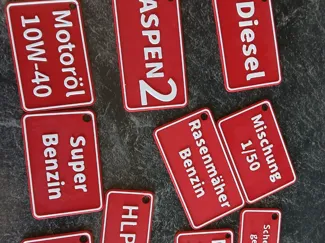 Kanisteranhänger/Label Benzin Diesel Aspen 