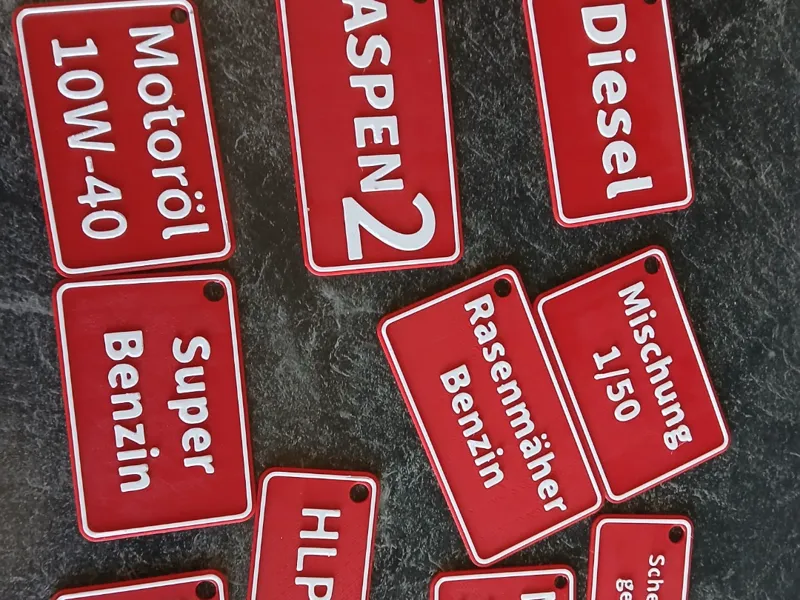 Kanisteranhänger/Label Benzin Diesel Aspen 
