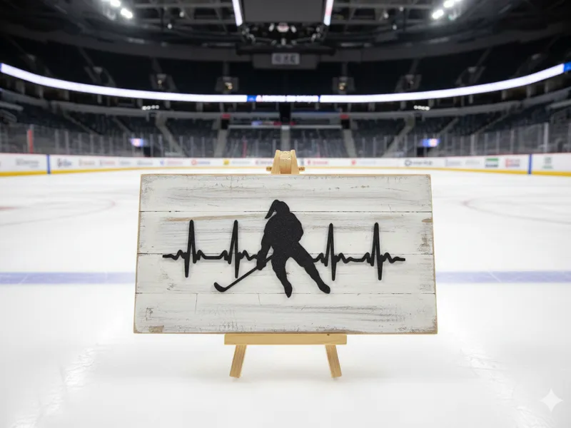Female Hockey Heartbeat Silhouette