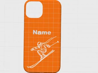 iPhone 13 手机壳 (背面滑雪人物 + 定制名字版)
