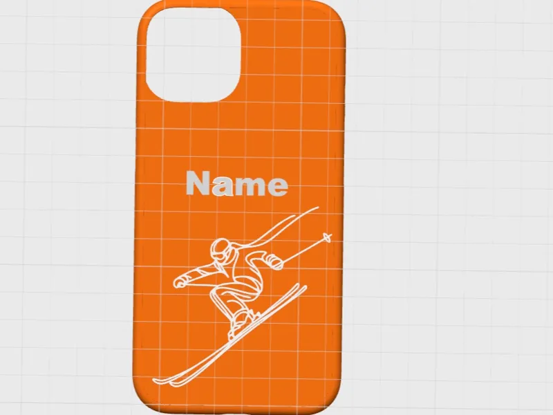 iPhone 13 手机壳 (背面滑雪人物 + 定制名字版)