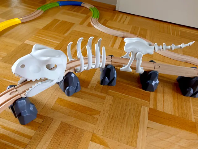 T-Rex skeleton for wooden train - Brio, Ikea, etc
