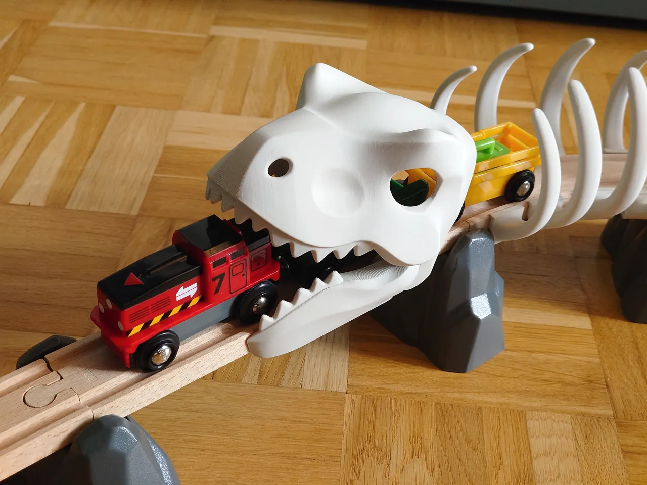 T-Rex skeleton for wooden train - Brio, Ikea, etc view 2