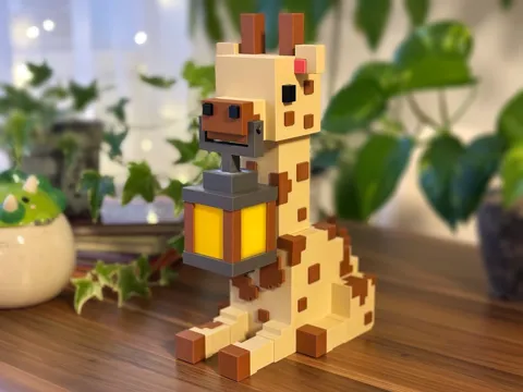 Minecraft inspired Giraffe holding a Lamp