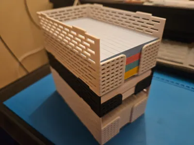 Stackable sticky note holder (two models) hollowed out to save material