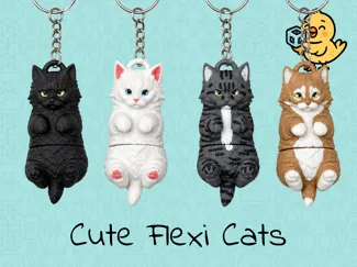 Cute Cat Keychain Toy – Articulated Flexi Kitty