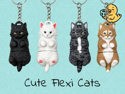 Cute Cat Keychain Toy – Articulated Flexi Kitty