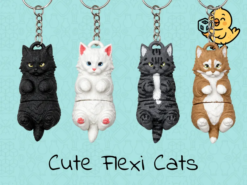 Cute Cat Keychain Toy – Articulated Flexi Kitty