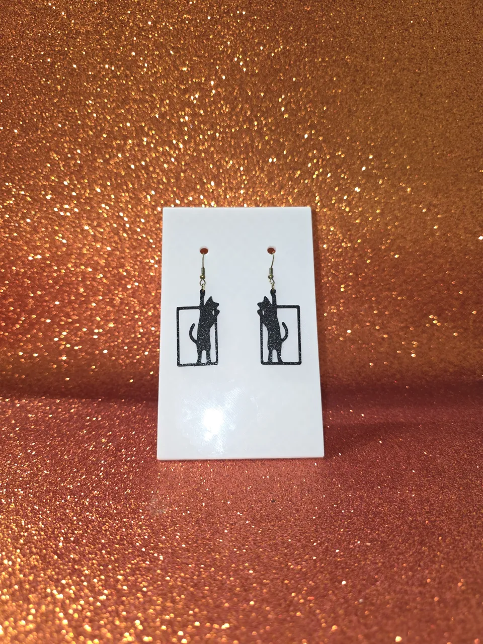 Square cat earrings view 2