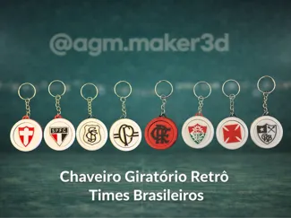 Chaveiro Giratório Retrô - Times Brasileiros