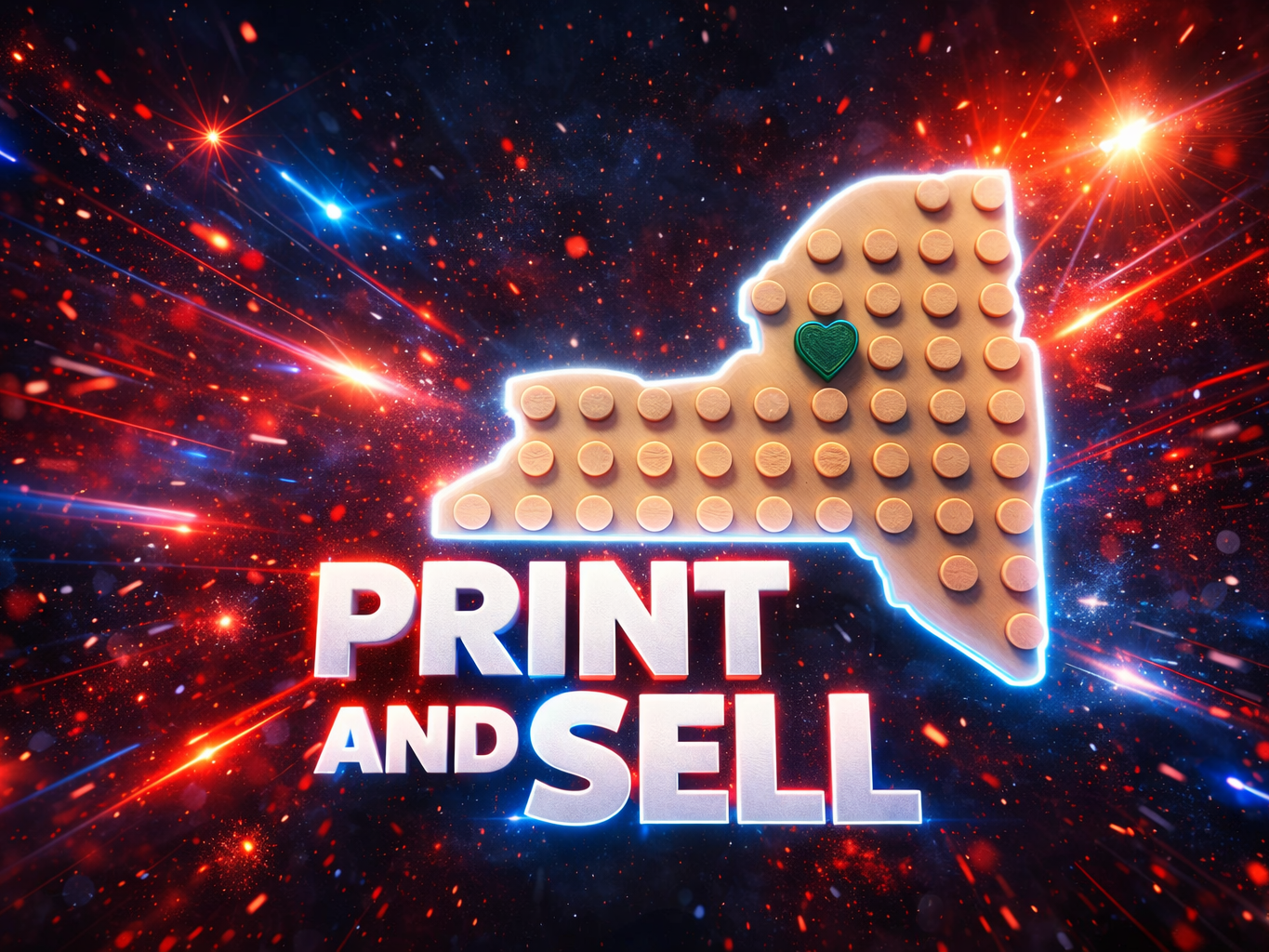 New York State Brick magnet with movable heart