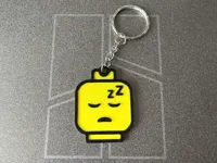 Brick Figure Head Keychain – Sleeping Face