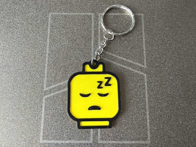 Brick Figure Head Keychain – Sleeping Face 