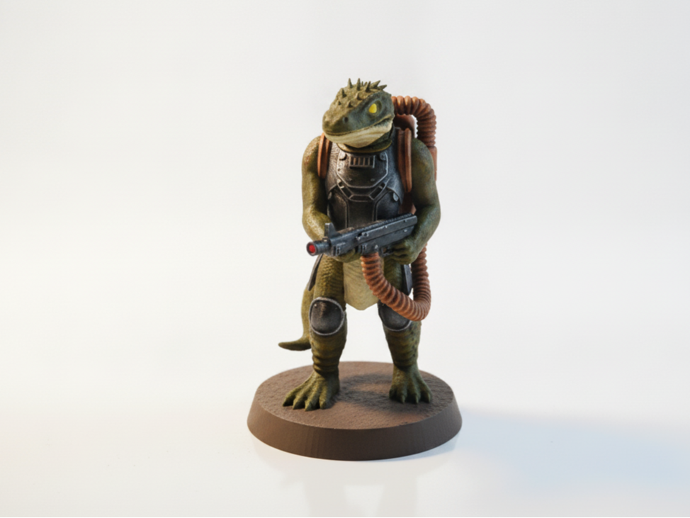 Armed Lizard Warrior Figurine Animal 3D Printable