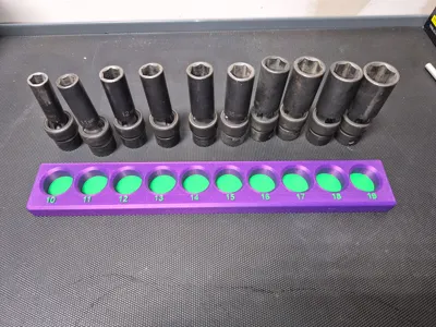grey pneumatic swivel socket 10-19mm organizer 