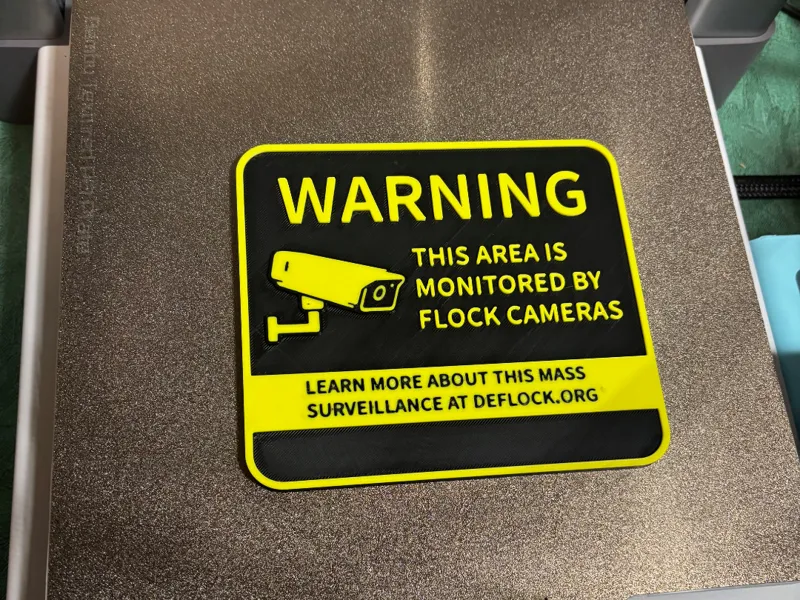 Flock camera warning sign 