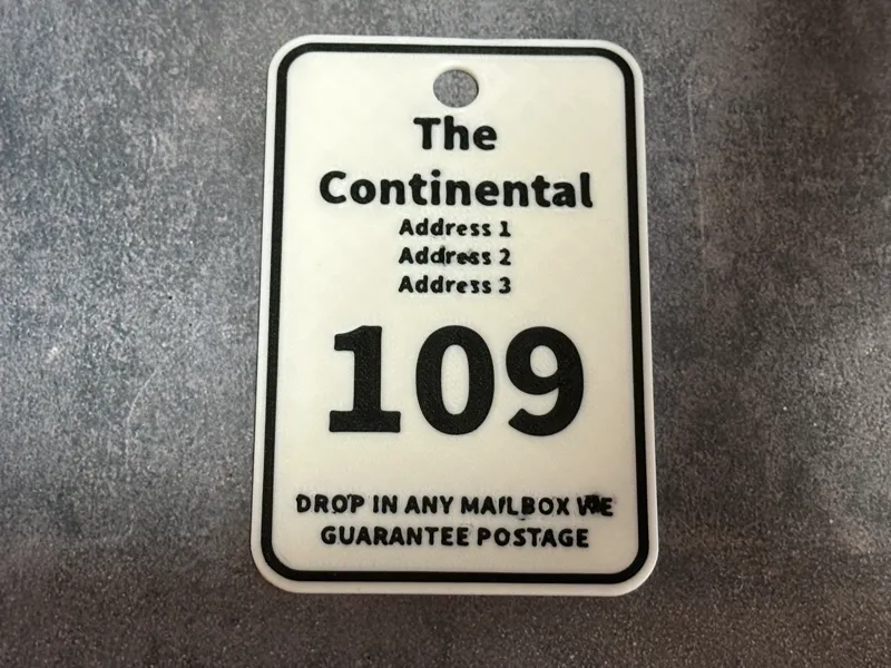 Customisable Hotel/Motel Key tag