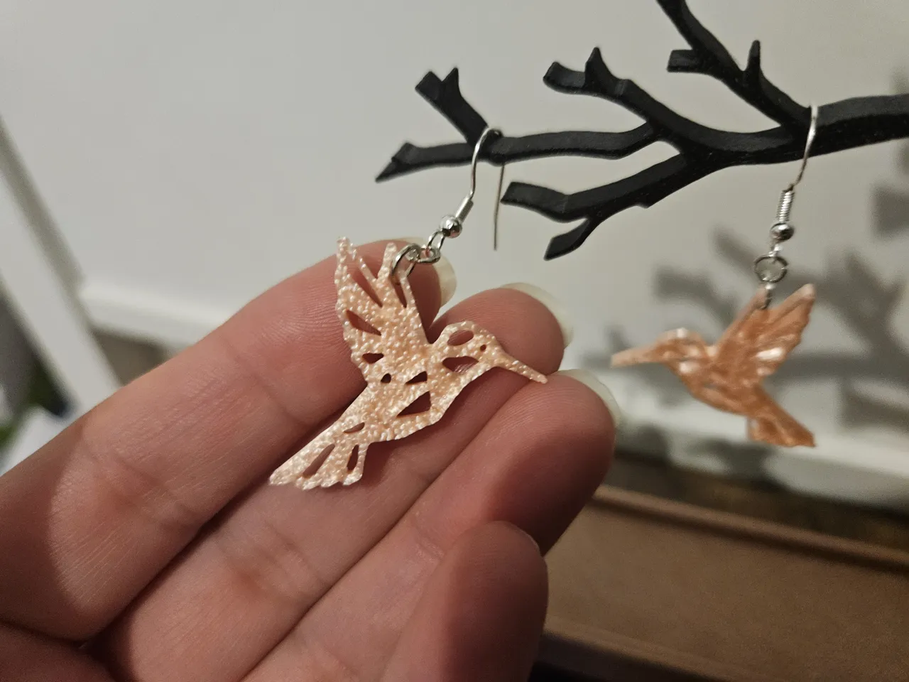Boucles d'oreilles oiseau colibri view 3