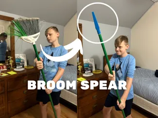 Spear head designed to screw onto broom threads