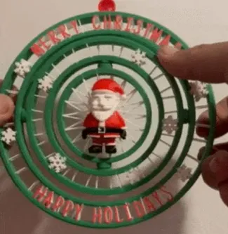 Double Spinning Strand Santa Holiday Christmas Ornament! 