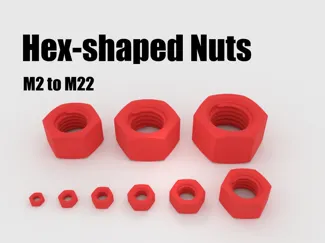 M2 - M22 hex-shaped Nuts (incl. imperial sizes)