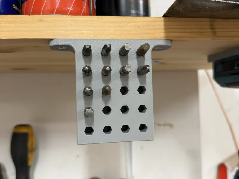 Top-mounted hex bit holder 