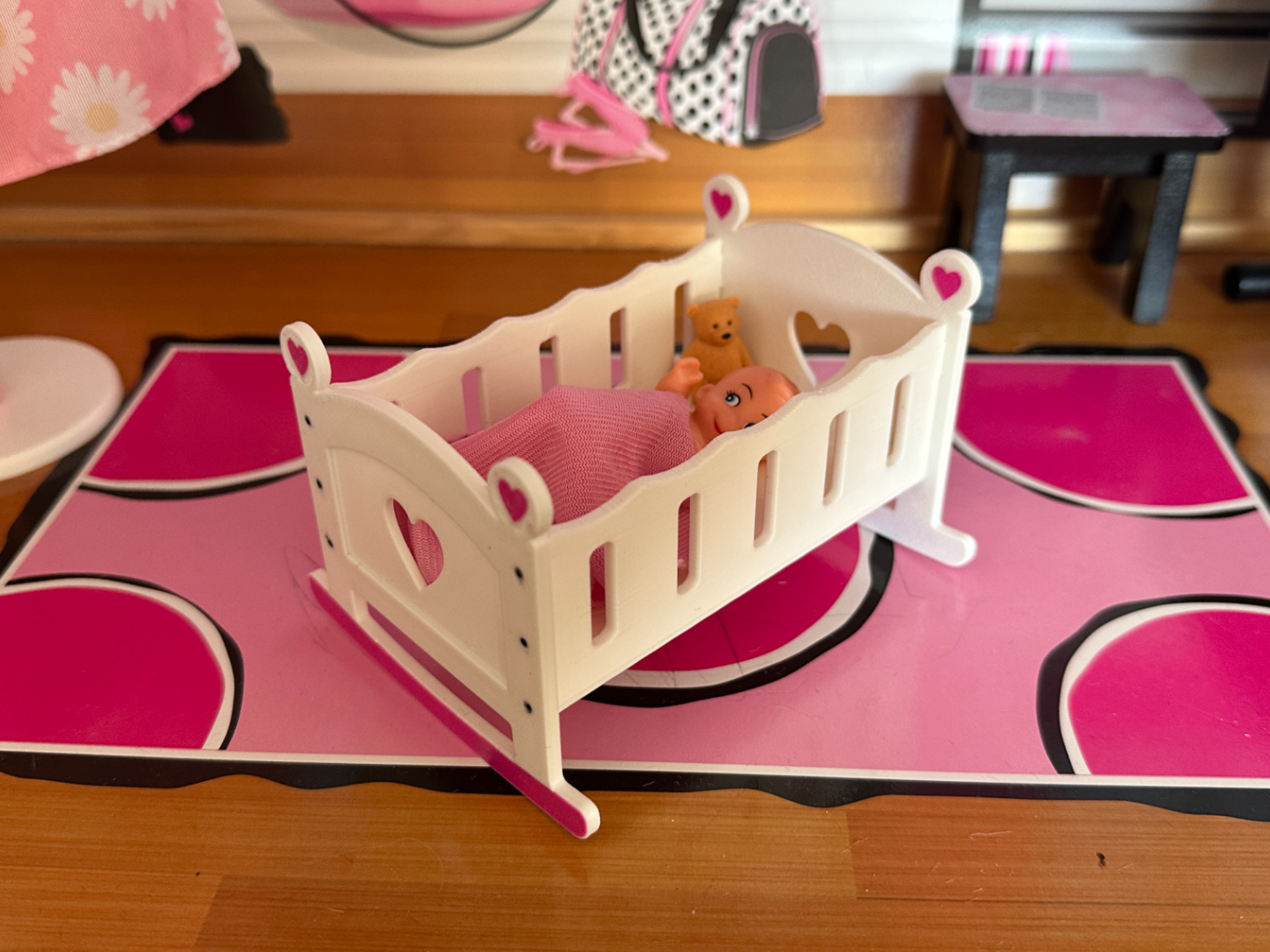Cute Baby Doll Cradle – Rocking Doll Bed