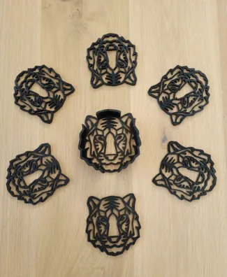 Tiger Coaster Set 6x