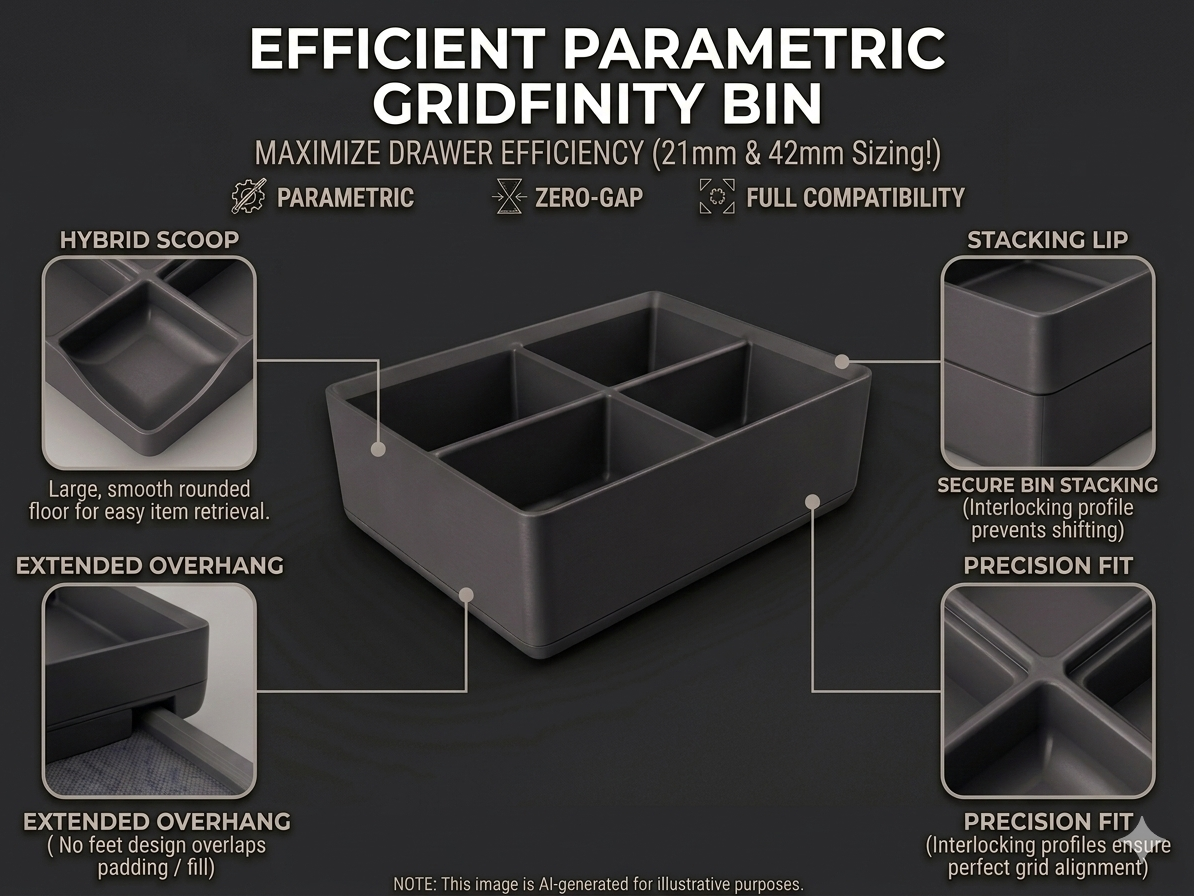 Parametric Gridfinity: Flush, Flared and Oversize