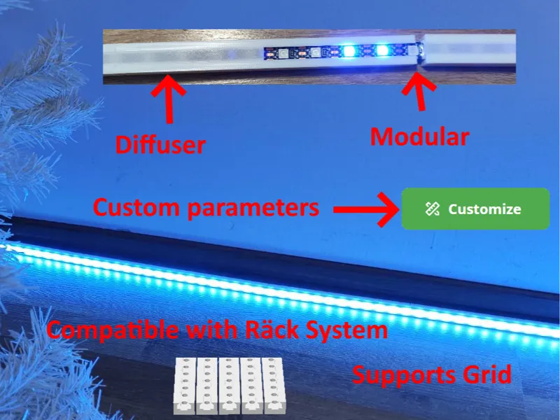 Modular LED Lights Strip Housing with Diffuser