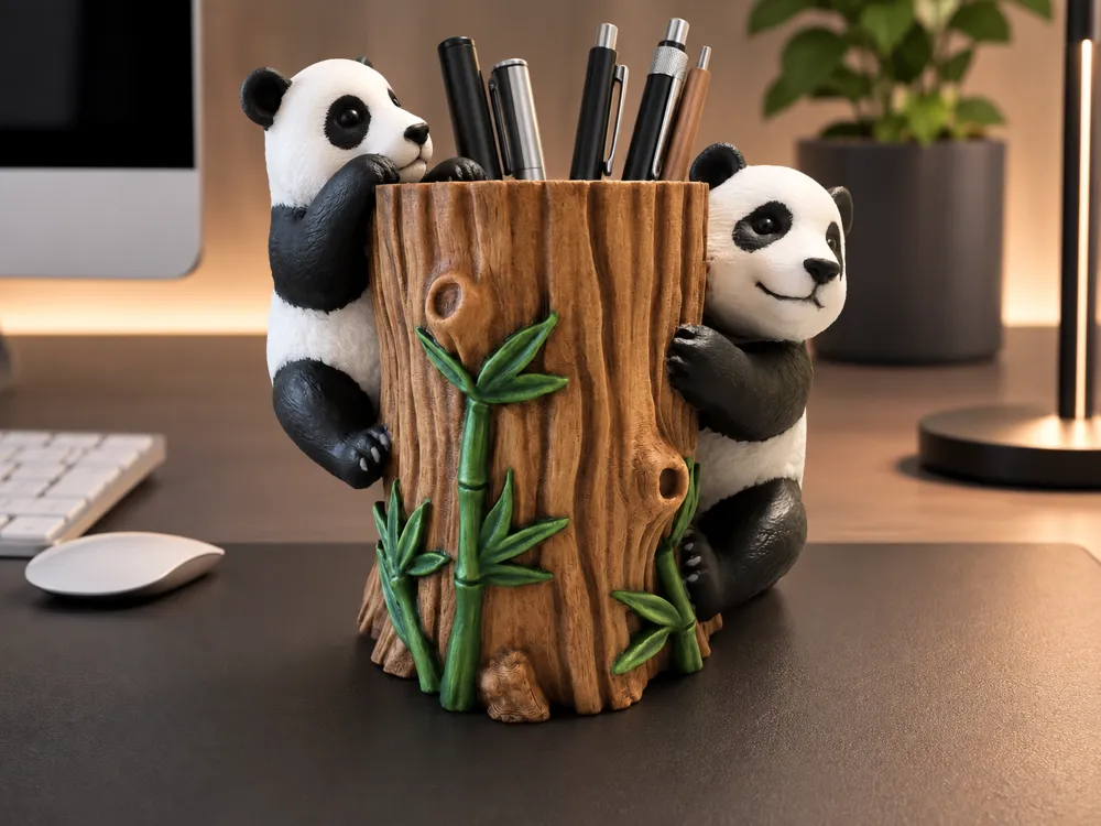 Organizador: Cute Panda Tree Trunk Pen Holder & Desk Organizer.. Referencia del modelo original.