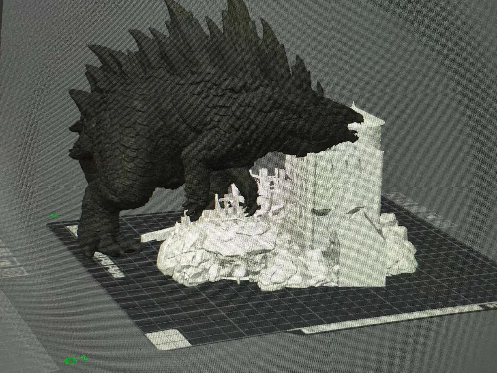 Godzilla with destroyed city base Remixed by Ste8han - MakerWorld