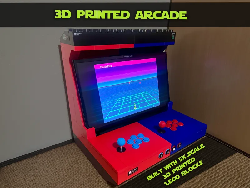 3D Printed Arcade - 5x Scale Blocks & 24" Monitor