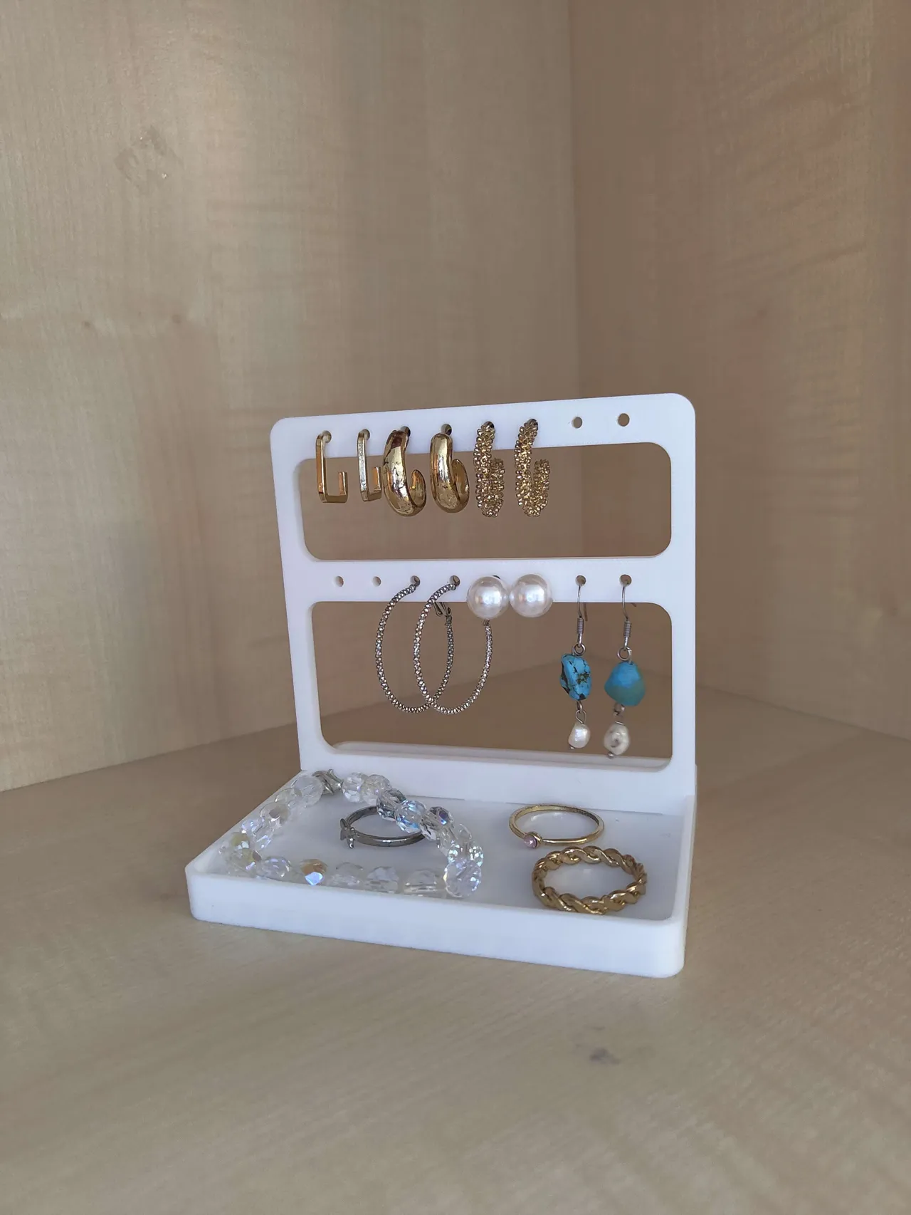 Mini Jewelry Organizer – Earring Stand with Tray view 3
