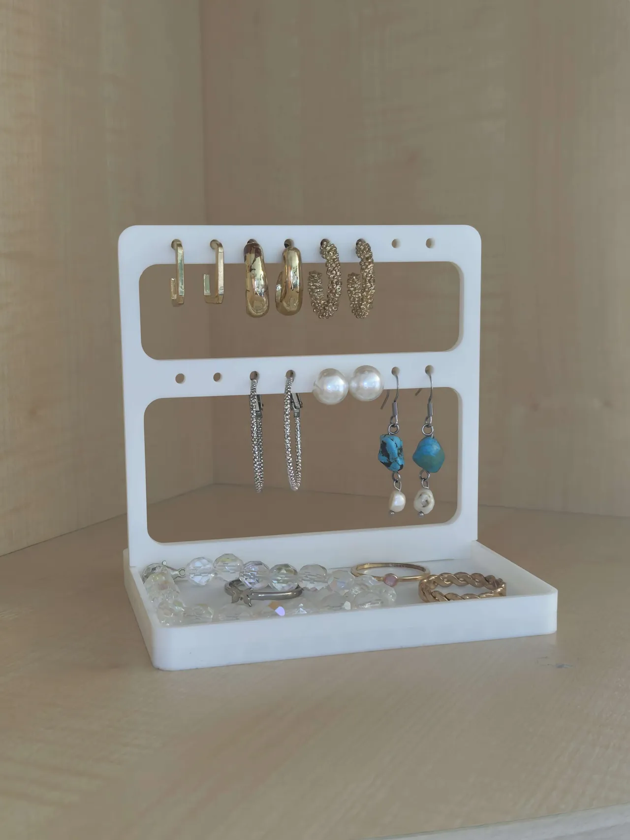 Mini Jewelry Organizer – Earring Stand with Tray view 2