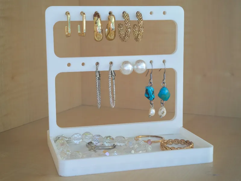 Mini Jewelry Organizer – Earring Stand with Tray