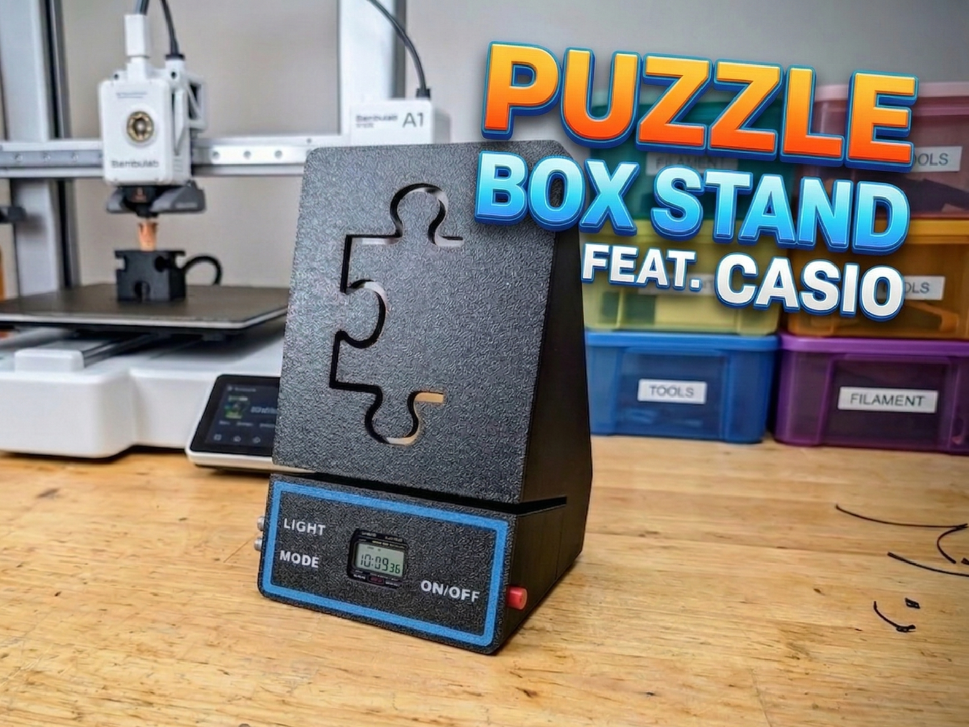 Puzzle box Stand feat Casio F-91W