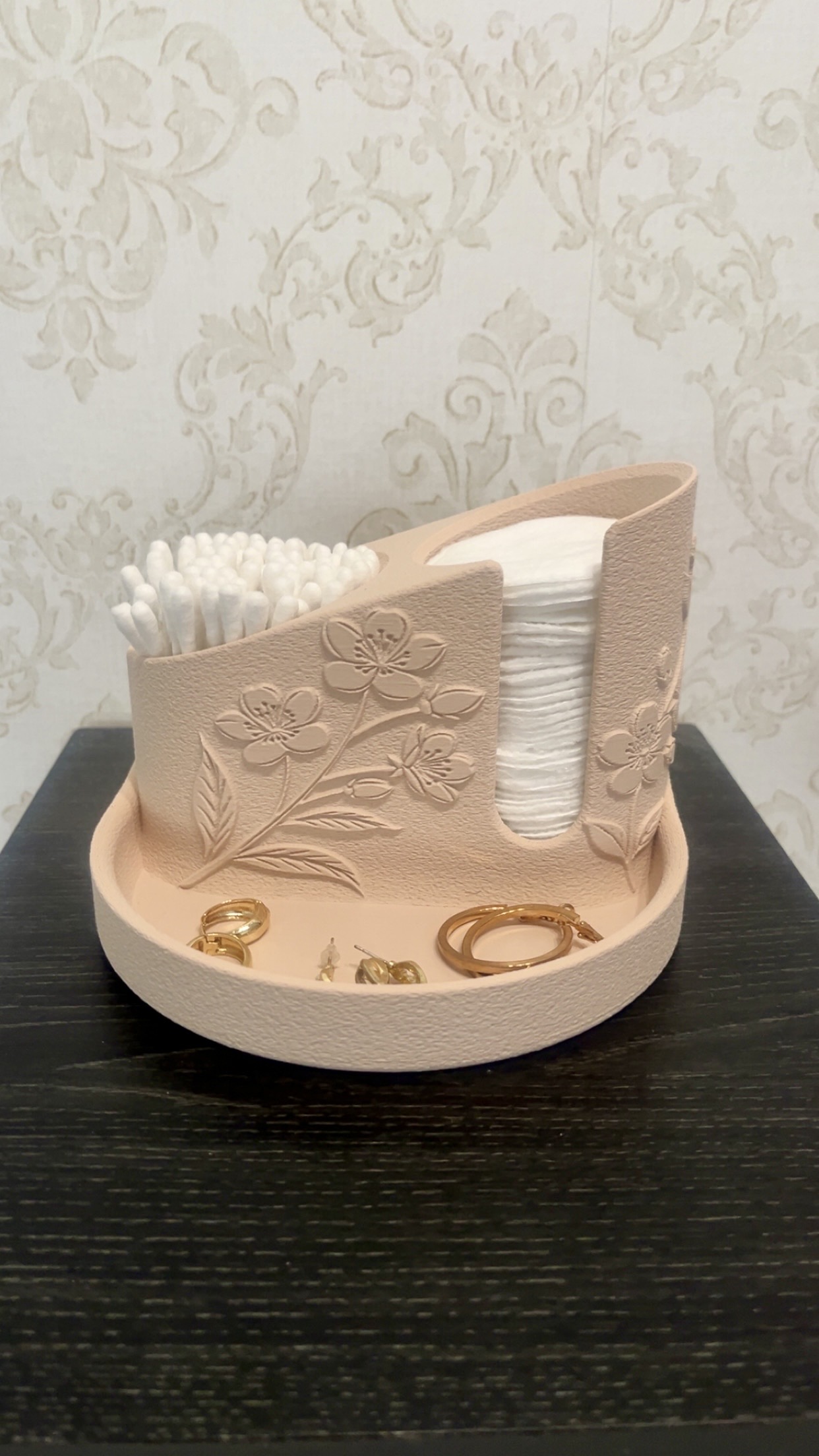 Miniatura 2 do modelo 3D Floral Cotton Pad & Q-Tip Holders (Easy Print)