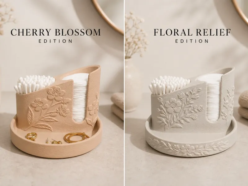 Floral Cotton Pad & Q-Tip Holders (Easy Print)