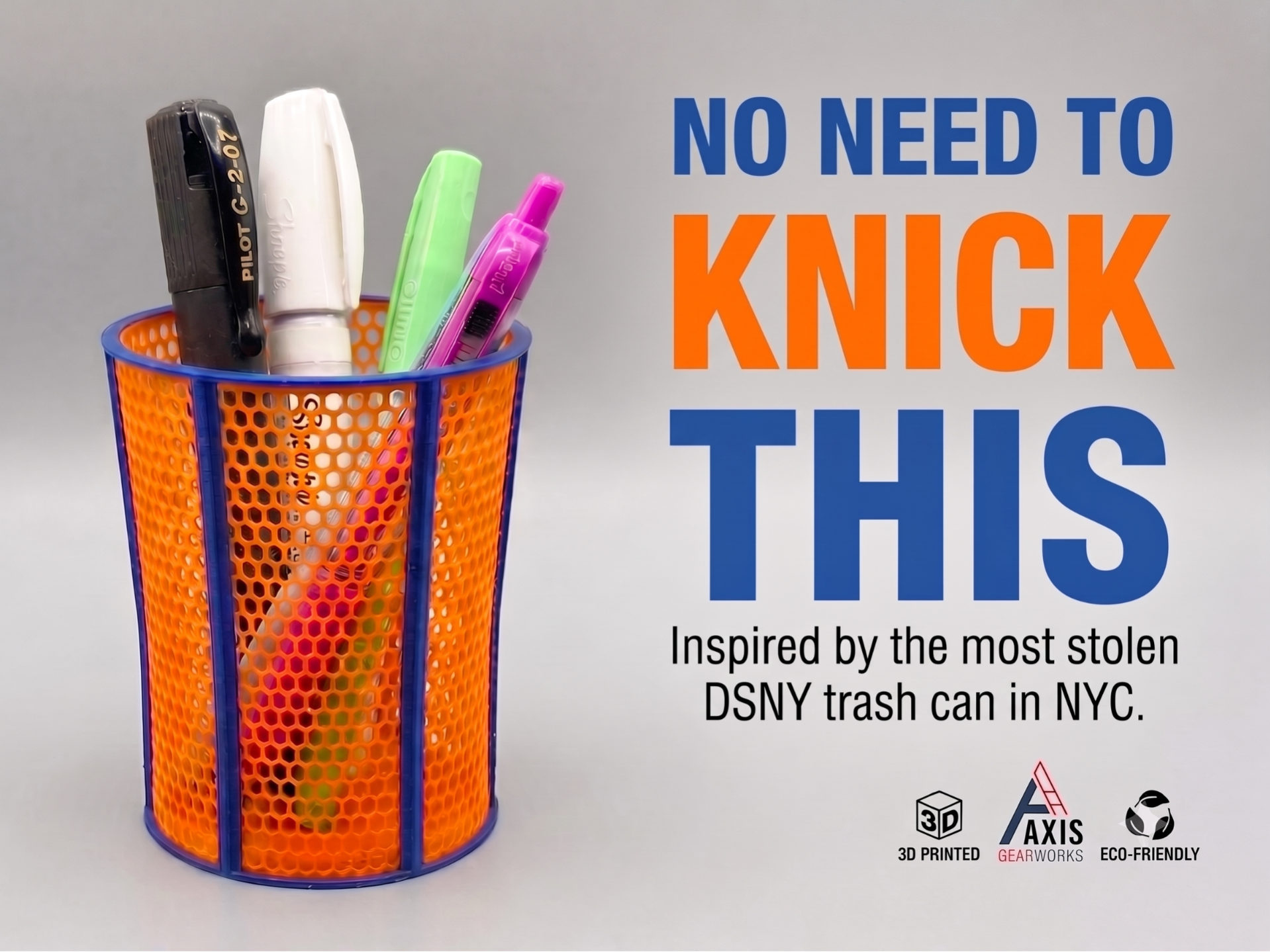 No Need to Knick This — NYC Trash Can- Pen Cup - Free 3D Print